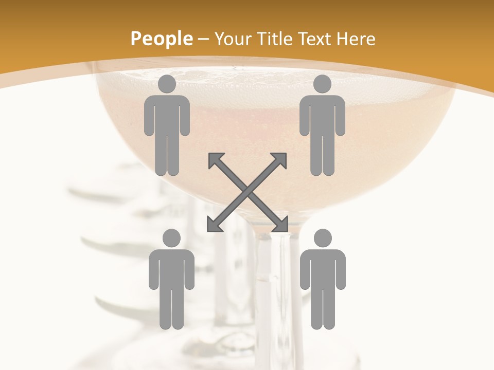 Champagne Coupe Glasses In A Row PowerPoint Template