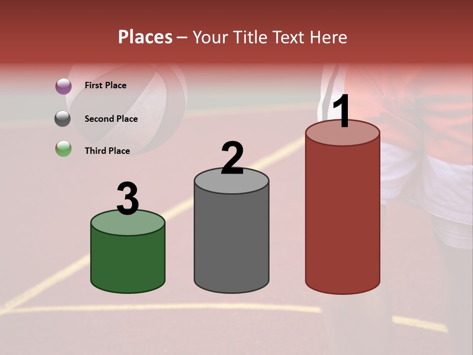 Basketball Player Running With Ball In Hand In The Court PowerPoint Template