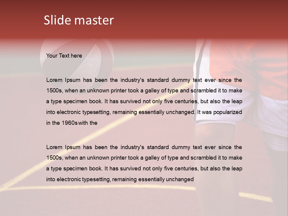 Basketball Player Running With Ball In Hand In The Court PowerPoint Template