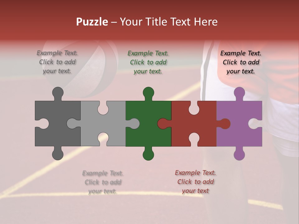 Basketball Player Running With Ball In Hand In The Court PowerPoint Template