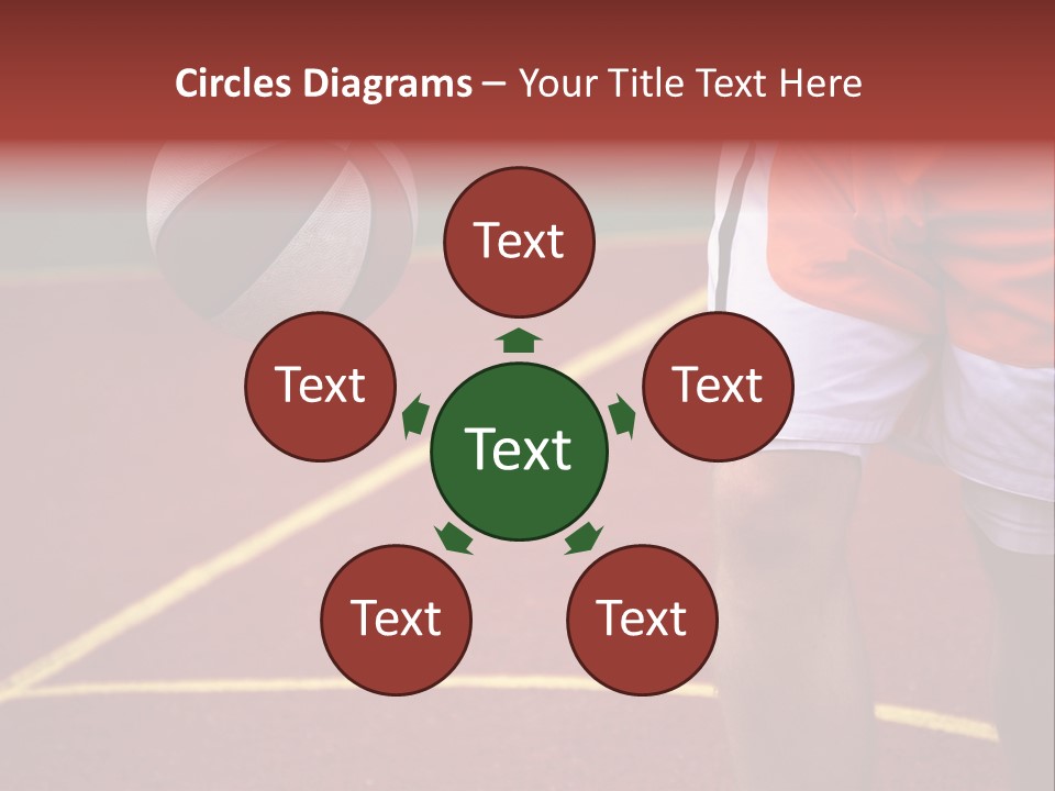 Basketball Player Running With Ball In Hand In The Court PowerPoint Template