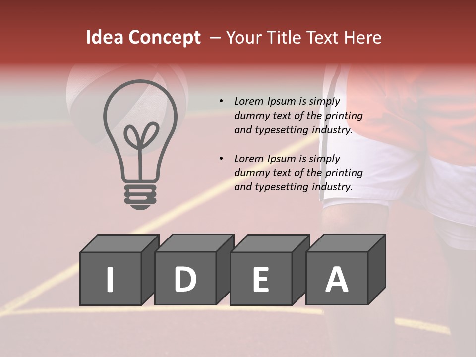 Basketball Player Running With Ball In Hand In The Court PowerPoint Template