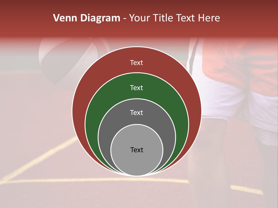 Basketball Player Running With Ball In Hand In The Court PowerPoint Template