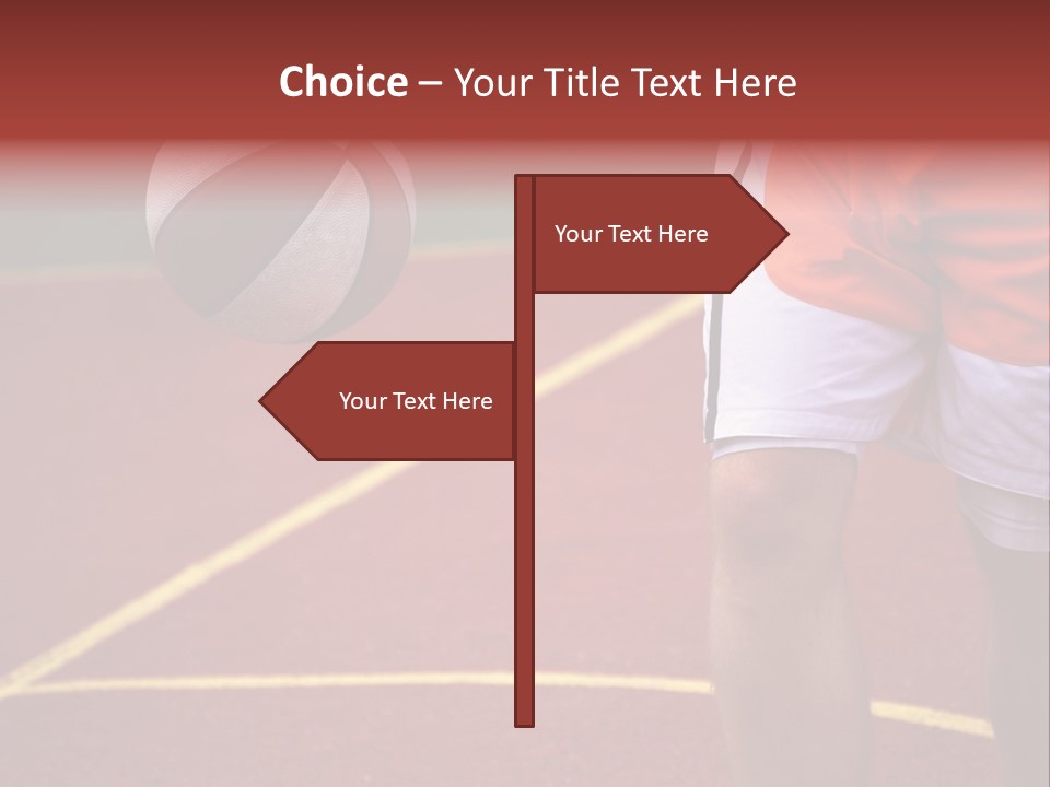 Basketball Player Running With Ball In Hand In The Court PowerPoint Template