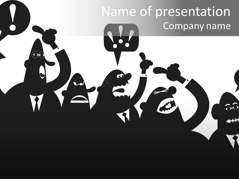 An Arguing Silhouette Crowd. Stock Vector Illustration: PowerPoint Template