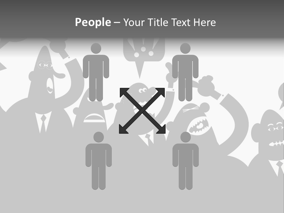 An Arguing Silhouette Crowd. Stock Vector Illustration: PowerPoint Template