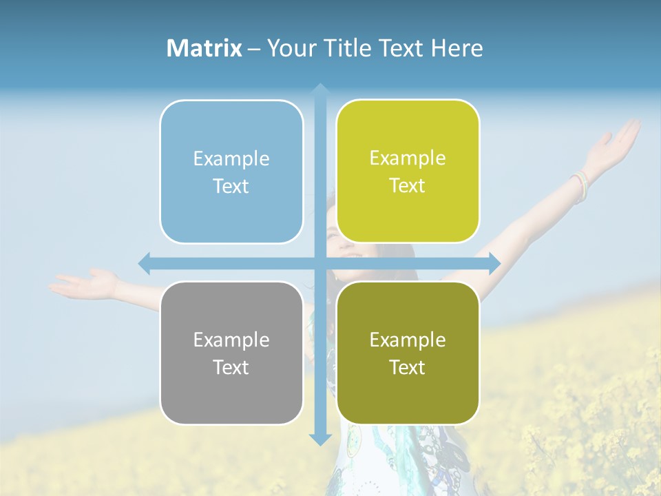 Beautiful Young Happy Woman On Rapeseed Field In Bloom PowerPoint Template