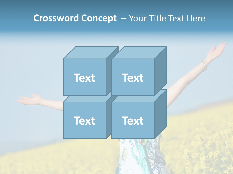 Beautiful Young Happy Woman On Rapeseed Field In Bloom PowerPoint Template