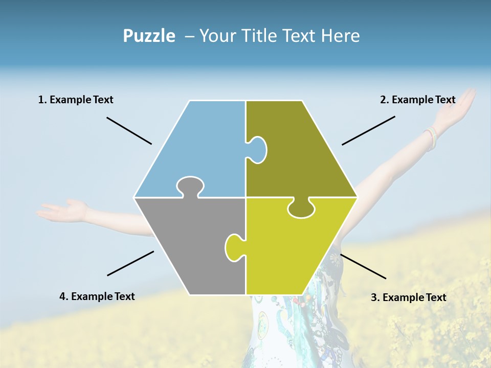 Beautiful Young Happy Woman On Rapeseed Field In Bloom PowerPoint Template