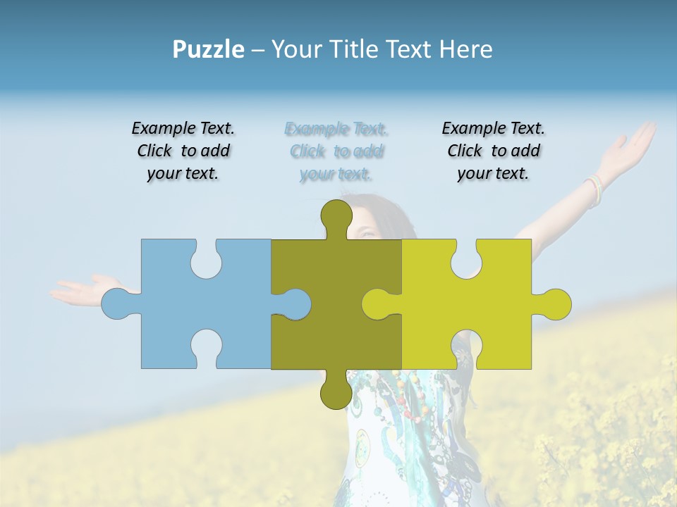 Beautiful Young Happy Woman On Rapeseed Field In Bloom PowerPoint Template