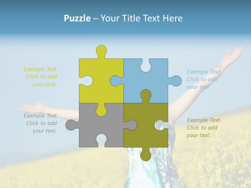 Beautiful Young Happy Woman On Rapeseed Field In Bloom PowerPoint Template