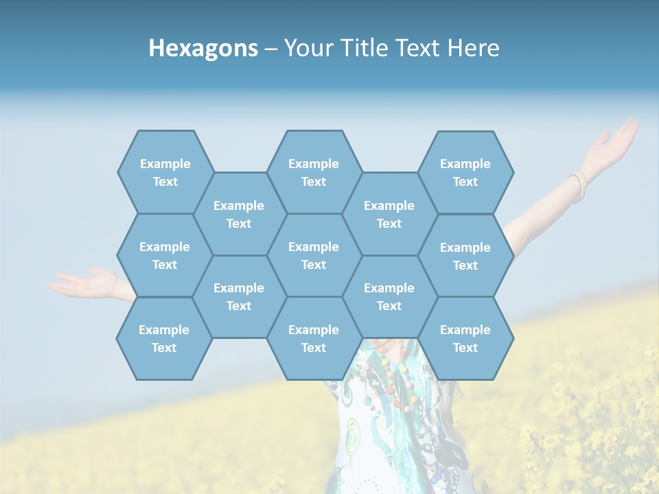 Beautiful Young Happy Woman On Rapeseed Field In Bloom PowerPoint Template