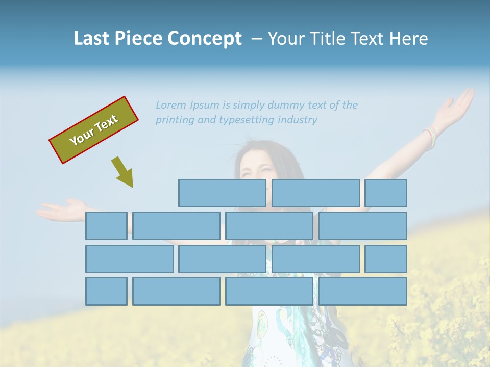 Beautiful Young Happy Woman On Rapeseed Field In Bloom PowerPoint Template