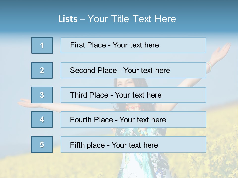 Beautiful Young Happy Woman On Rapeseed Field In Bloom PowerPoint Template