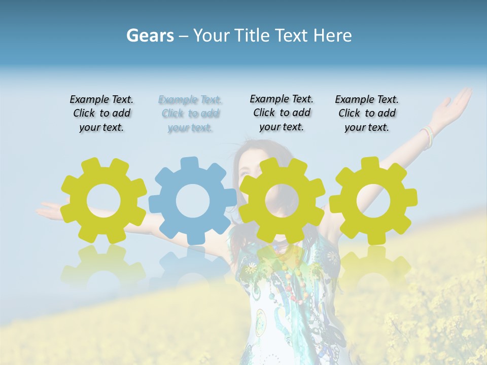 Beautiful Young Happy Woman On Rapeseed Field In Bloom PowerPoint Template