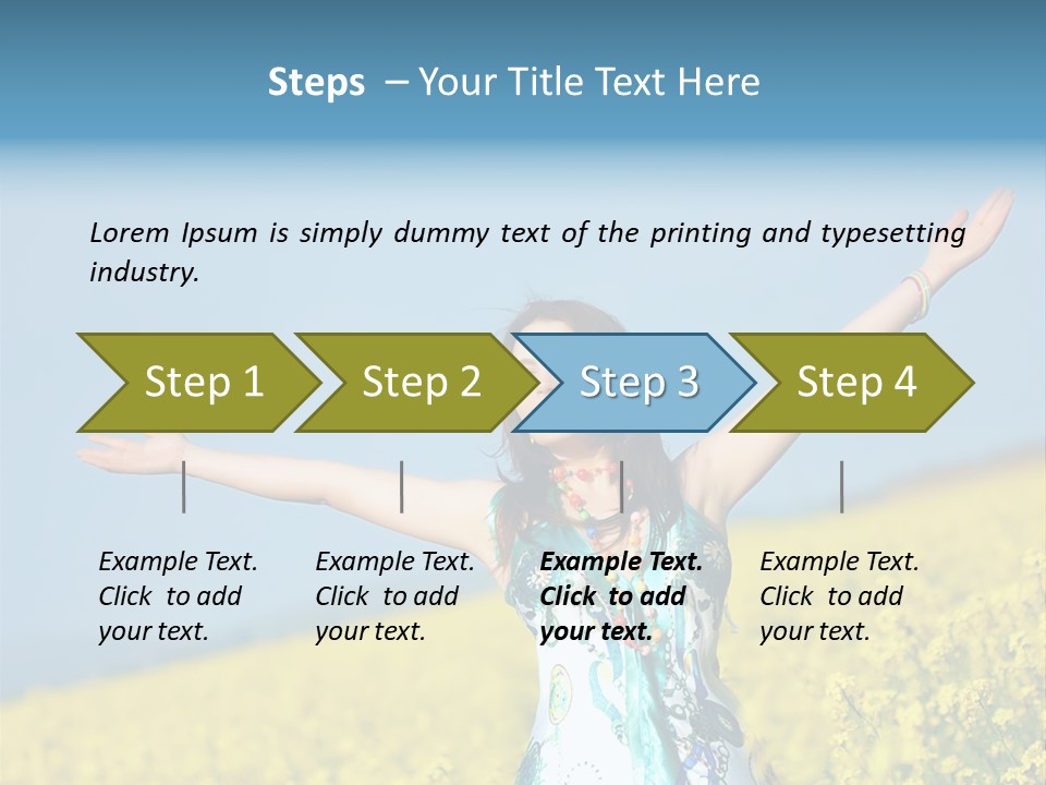 Beautiful Young Happy Woman On Rapeseed Field In Bloom PowerPoint Template