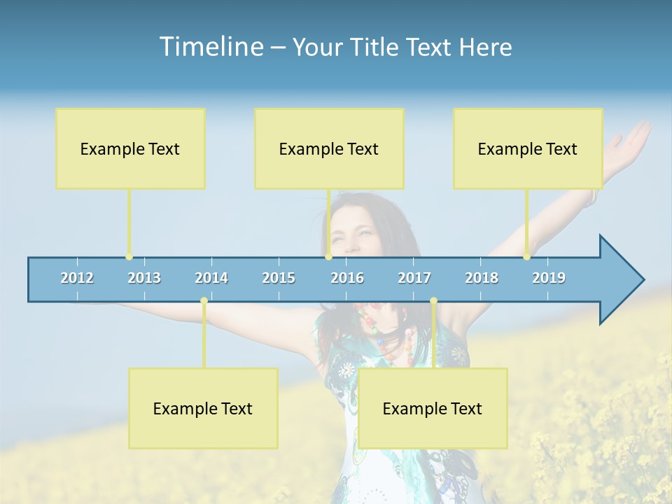 Beautiful Young Happy Woman On Rapeseed Field In Bloom PowerPoint Template