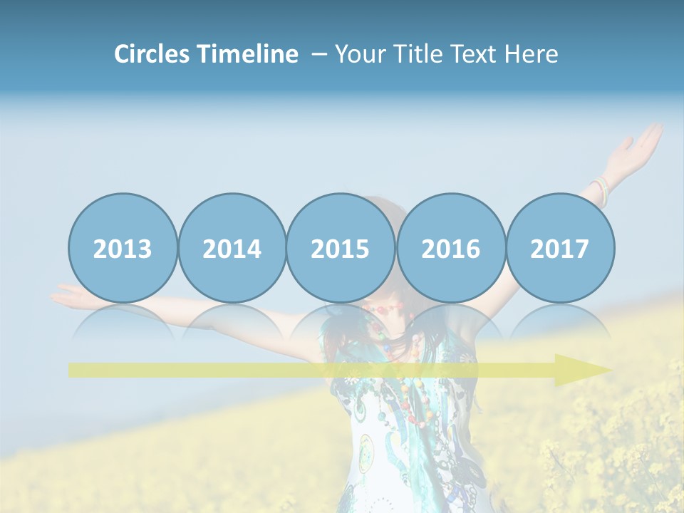 Beautiful Young Happy Woman On Rapeseed Field In Bloom PowerPoint Template