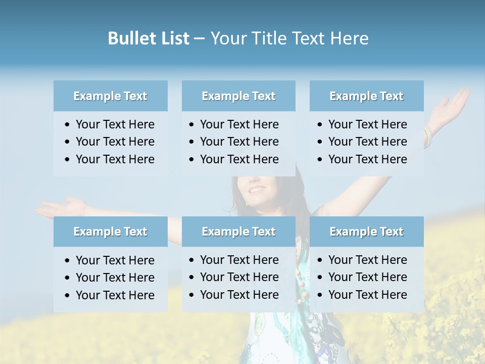 Beautiful Young Happy Woman On Rapeseed Field In Bloom PowerPoint Template