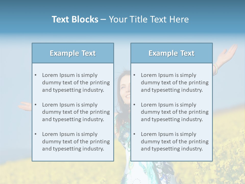 Beautiful Young Happy Woman On Rapeseed Field In Bloom PowerPoint Template