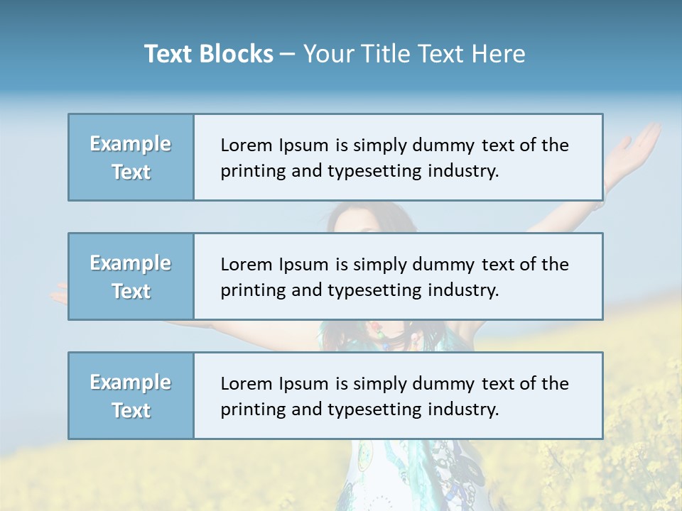 Beautiful Young Happy Woman On Rapeseed Field In Bloom PowerPoint Template