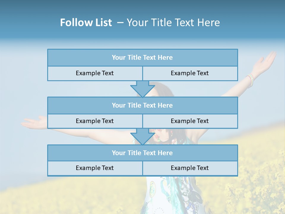 Beautiful Young Happy Woman On Rapeseed Field In Bloom PowerPoint Template