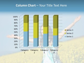 Beautiful Young Happy Woman On Rapeseed Field In Bloom PowerPoint Template