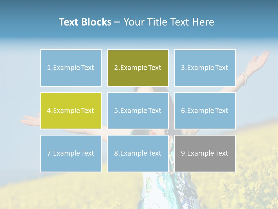 Beautiful Young Happy Woman On Rapeseed Field In Bloom PowerPoint Template