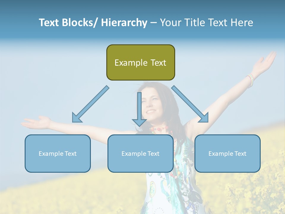 Beautiful Young Happy Woman On Rapeseed Field In Bloom PowerPoint Template