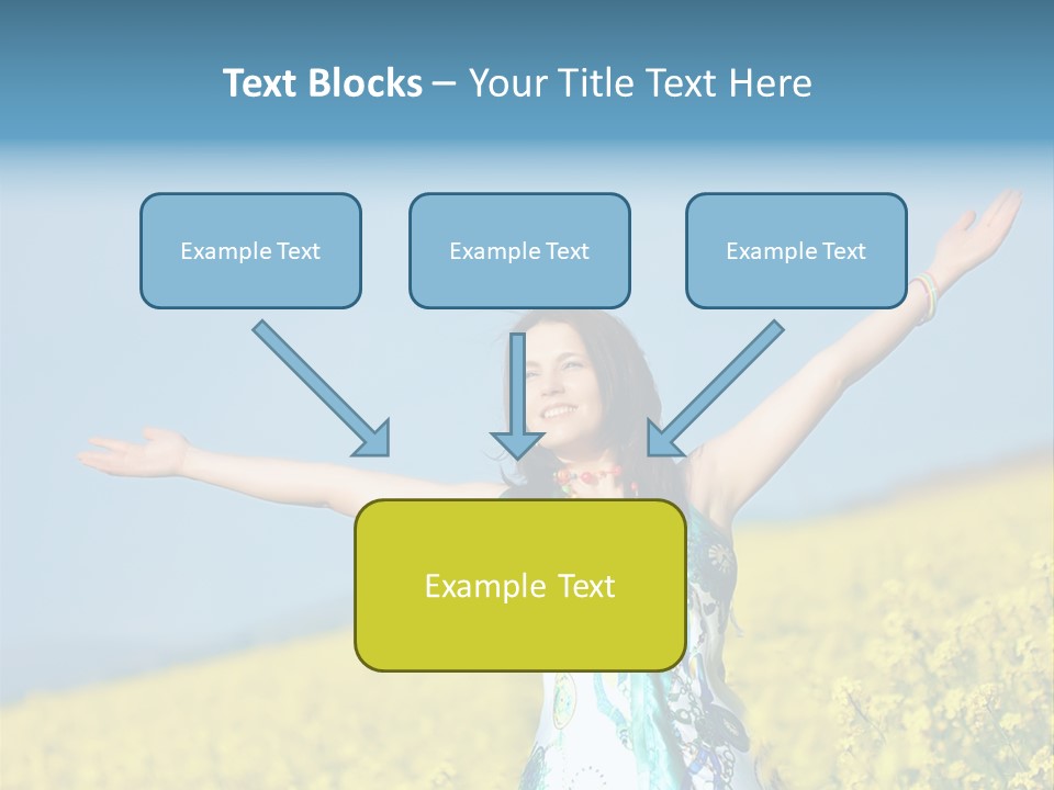 Beautiful Young Happy Woman On Rapeseed Field In Bloom PowerPoint Template