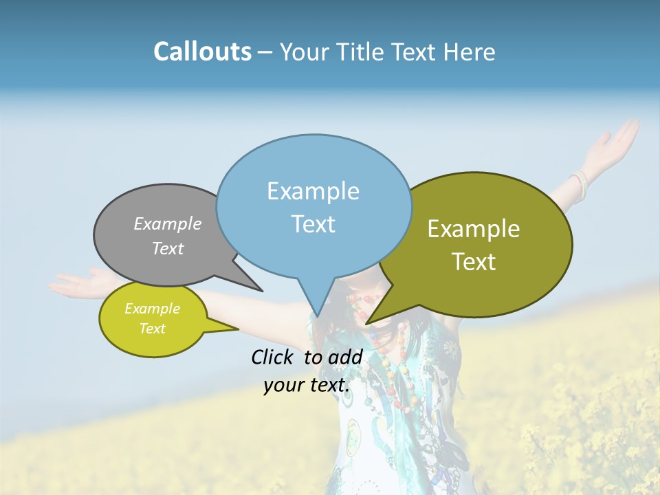 Beautiful Young Happy Woman On Rapeseed Field In Bloom PowerPoint Template