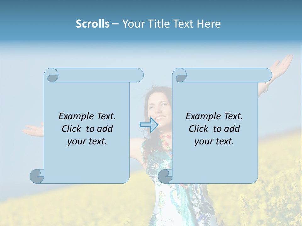 Beautiful Young Happy Woman On Rapeseed Field In Bloom PowerPoint Template