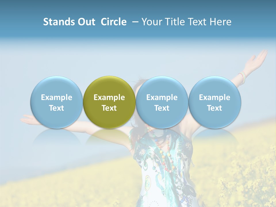 Beautiful Young Happy Woman On Rapeseed Field In Bloom PowerPoint Template