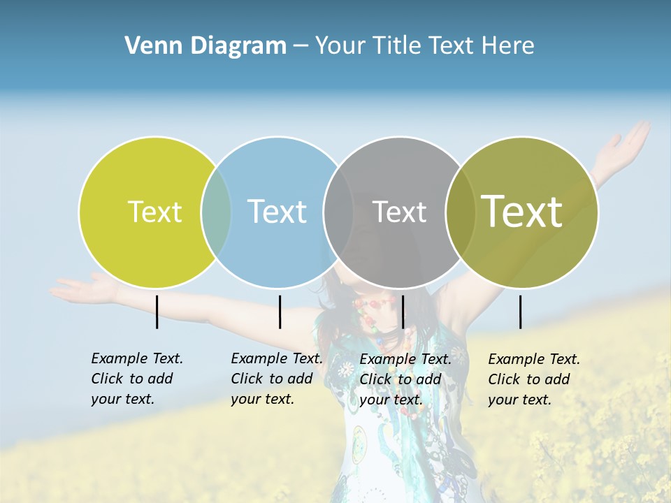 Beautiful Young Happy Woman On Rapeseed Field In Bloom PowerPoint Template