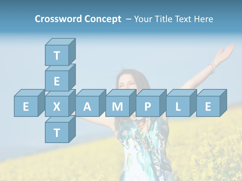 Beautiful Young Happy Woman On Rapeseed Field In Bloom PowerPoint Template