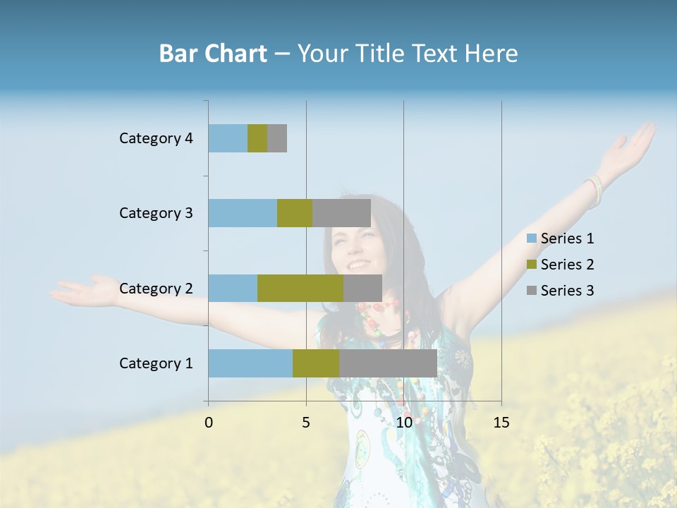 Beautiful Young Happy Woman On Rapeseed Field In Bloom PowerPoint Template