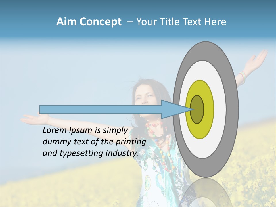 Beautiful Young Happy Woman On Rapeseed Field In Bloom PowerPoint Template