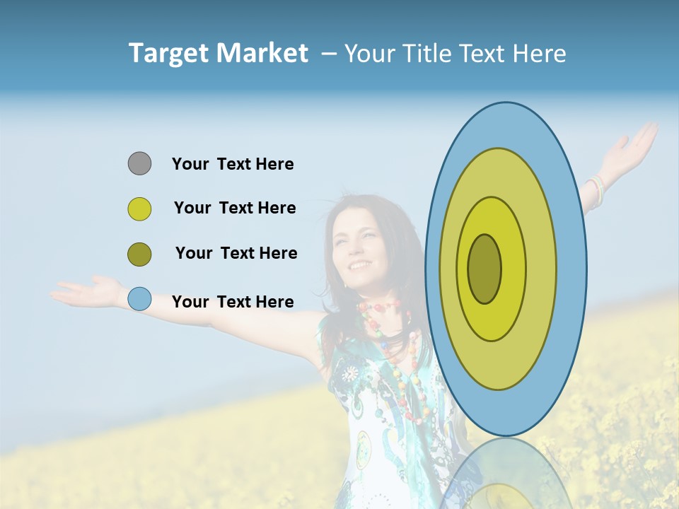 Beautiful Young Happy Woman On Rapeseed Field In Bloom PowerPoint Template