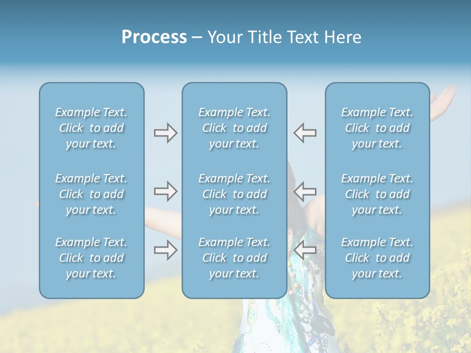 Beautiful Young Happy Woman On Rapeseed Field In Bloom PowerPoint Template