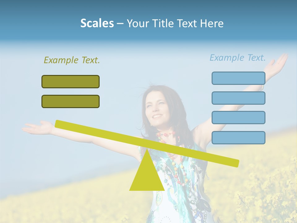 Beautiful Young Happy Woman On Rapeseed Field In Bloom PowerPoint Template