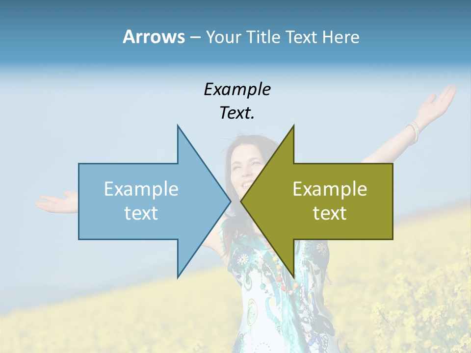 Beautiful Young Happy Woman On Rapeseed Field In Bloom PowerPoint Template