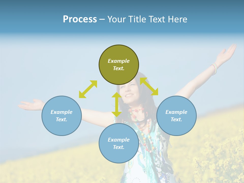 Beautiful Young Happy Woman On Rapeseed Field In Bloom PowerPoint Template