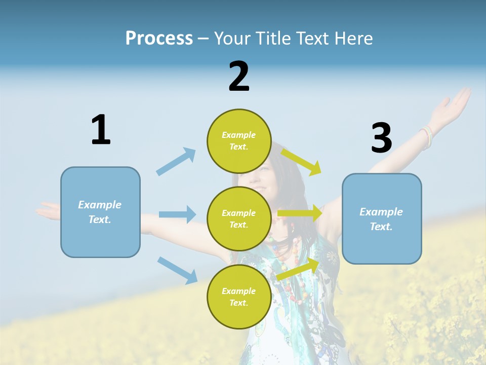 Beautiful Young Happy Woman On Rapeseed Field In Bloom PowerPoint Template
