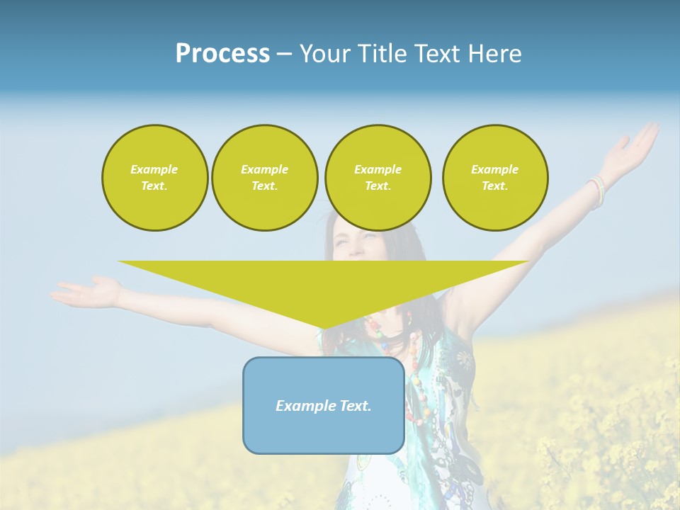 Beautiful Young Happy Woman On Rapeseed Field In Bloom PowerPoint Template