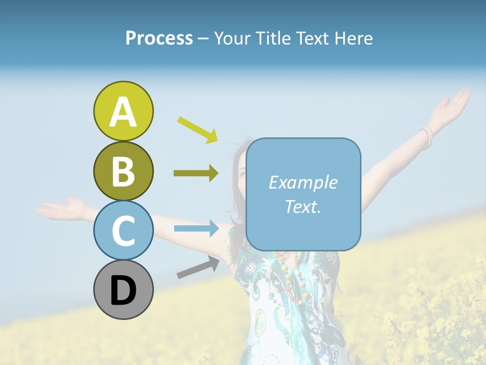 Beautiful Young Happy Woman On Rapeseed Field In Bloom PowerPoint Template