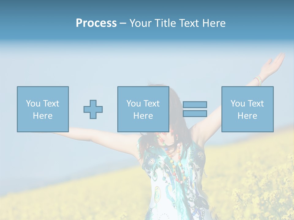 Beautiful Young Happy Woman On Rapeseed Field In Bloom PowerPoint Template