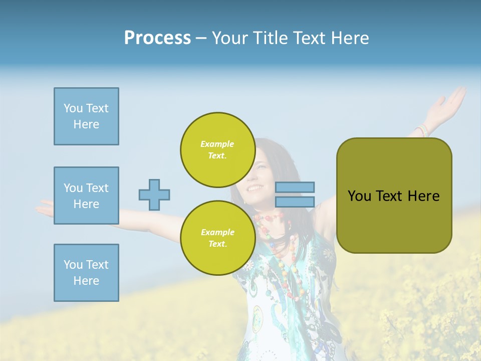 Beautiful Young Happy Woman On Rapeseed Field In Bloom PowerPoint Template