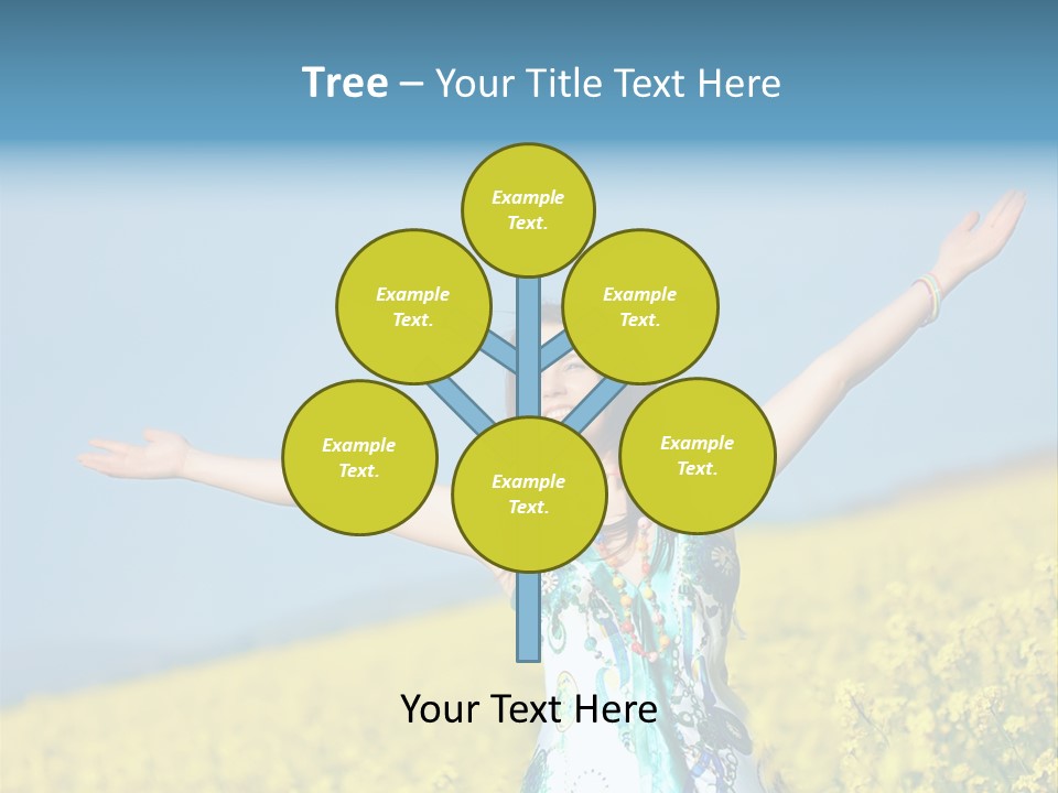 Beautiful Young Happy Woman On Rapeseed Field In Bloom PowerPoint Template