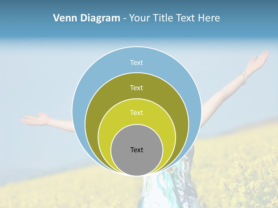Beautiful Young Happy Woman On Rapeseed Field In Bloom PowerPoint Template