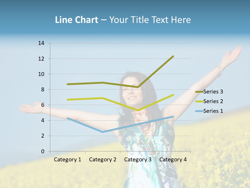 Beautiful Young Happy Woman On Rapeseed Field In Bloom PowerPoint Template